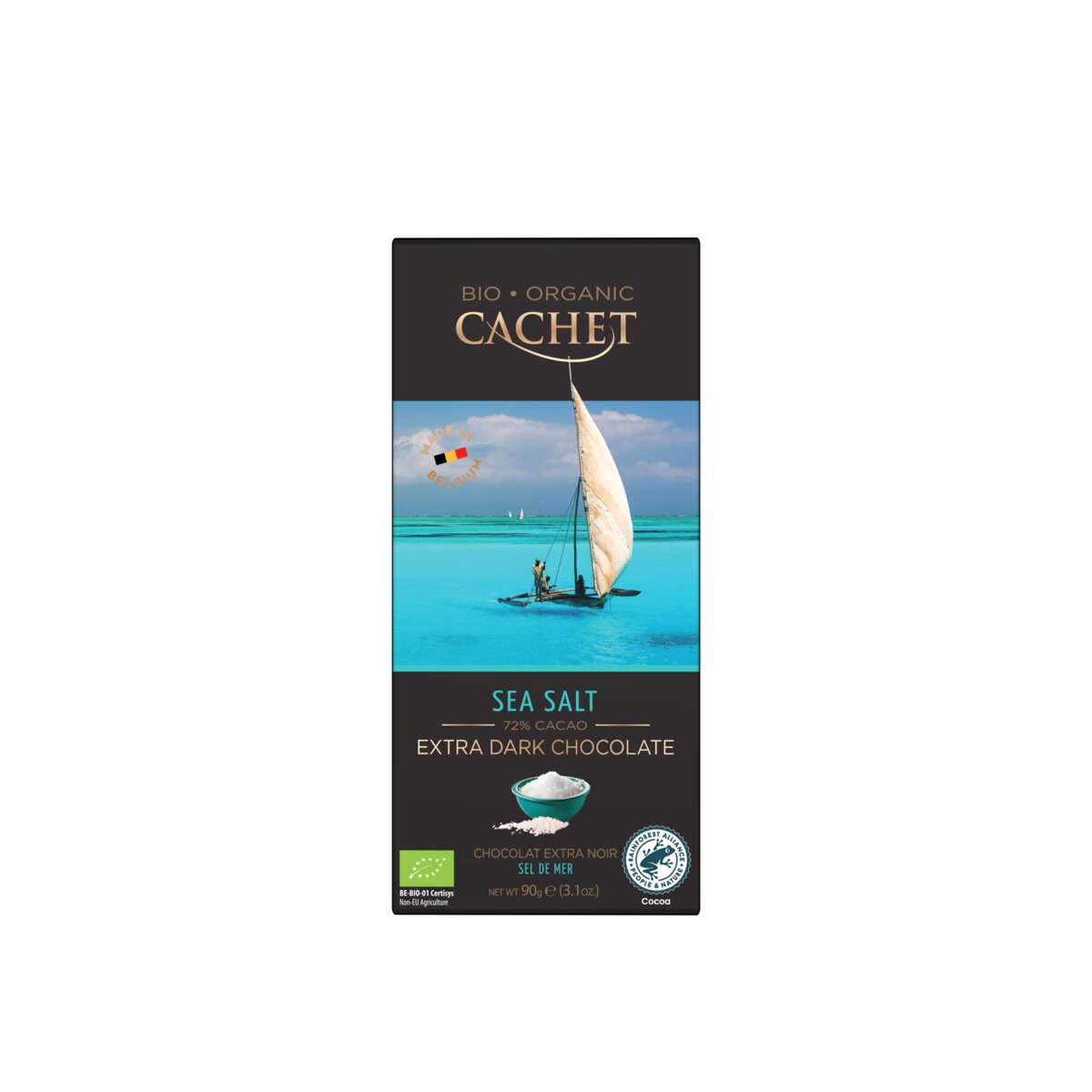 Cachet Organic Sea Salt 72% Extra Dark Chocolate