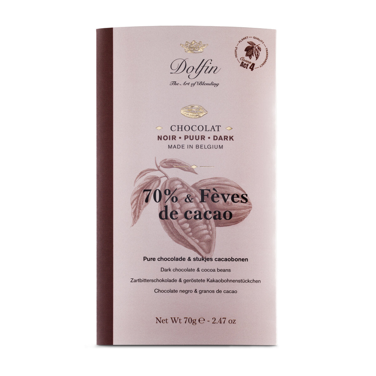 Dolfin 70% Dark Chocolate and Cocao Beans