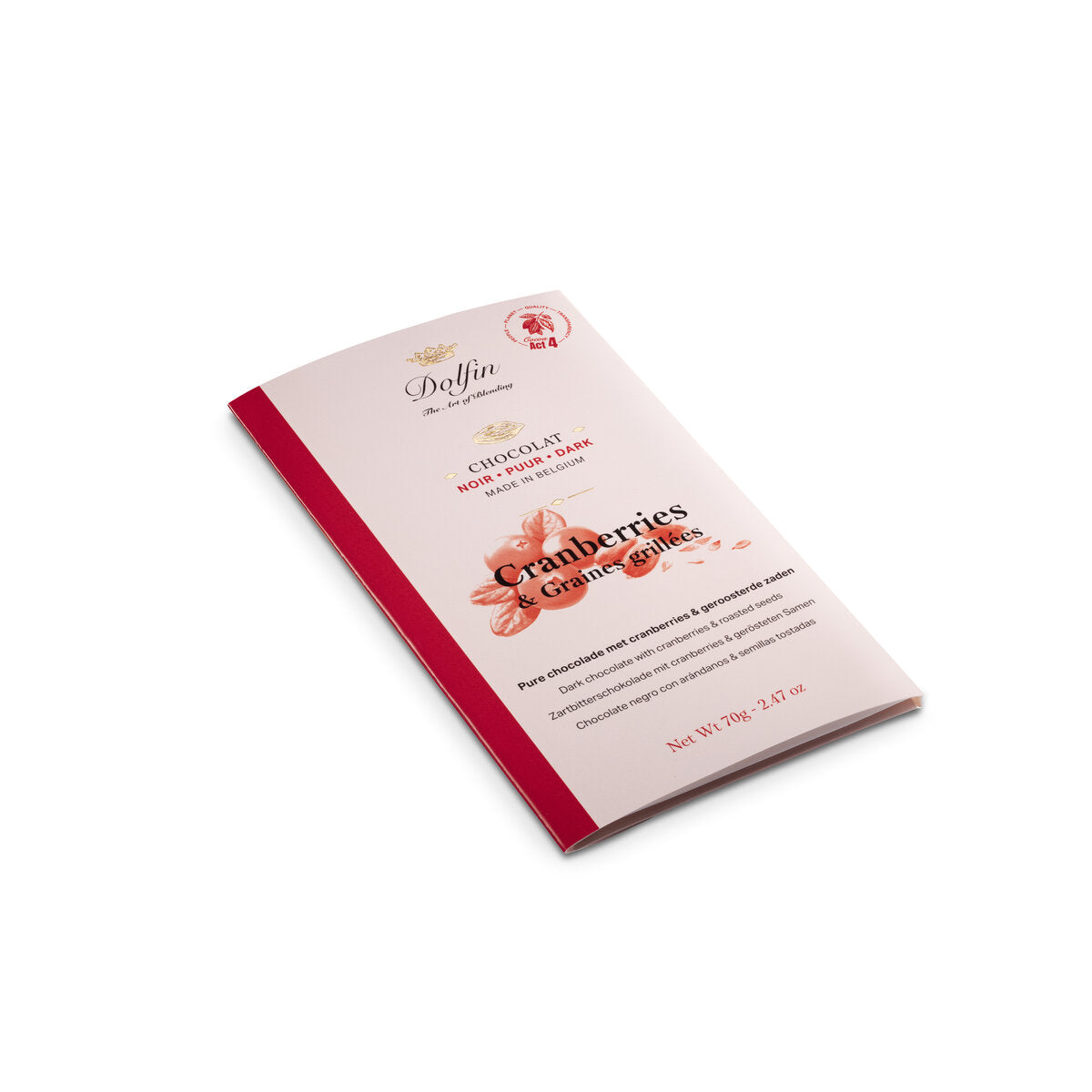 Dolfin Dark Chocolate With Cranberries and Roasted Seeds