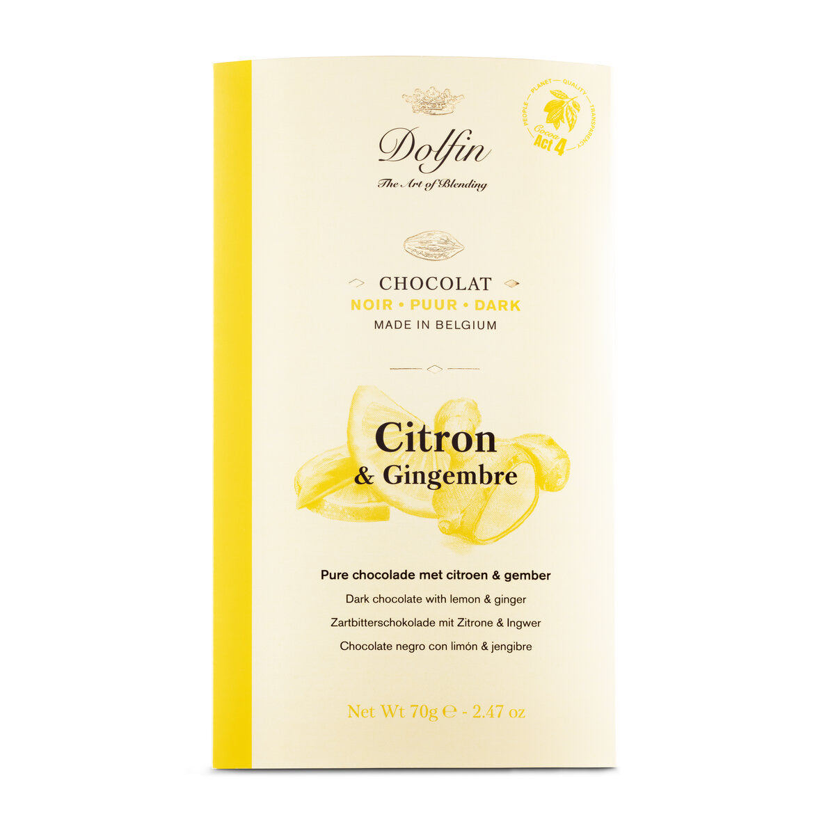 Dolfin Dark Chocolate With Lemon and Ginger